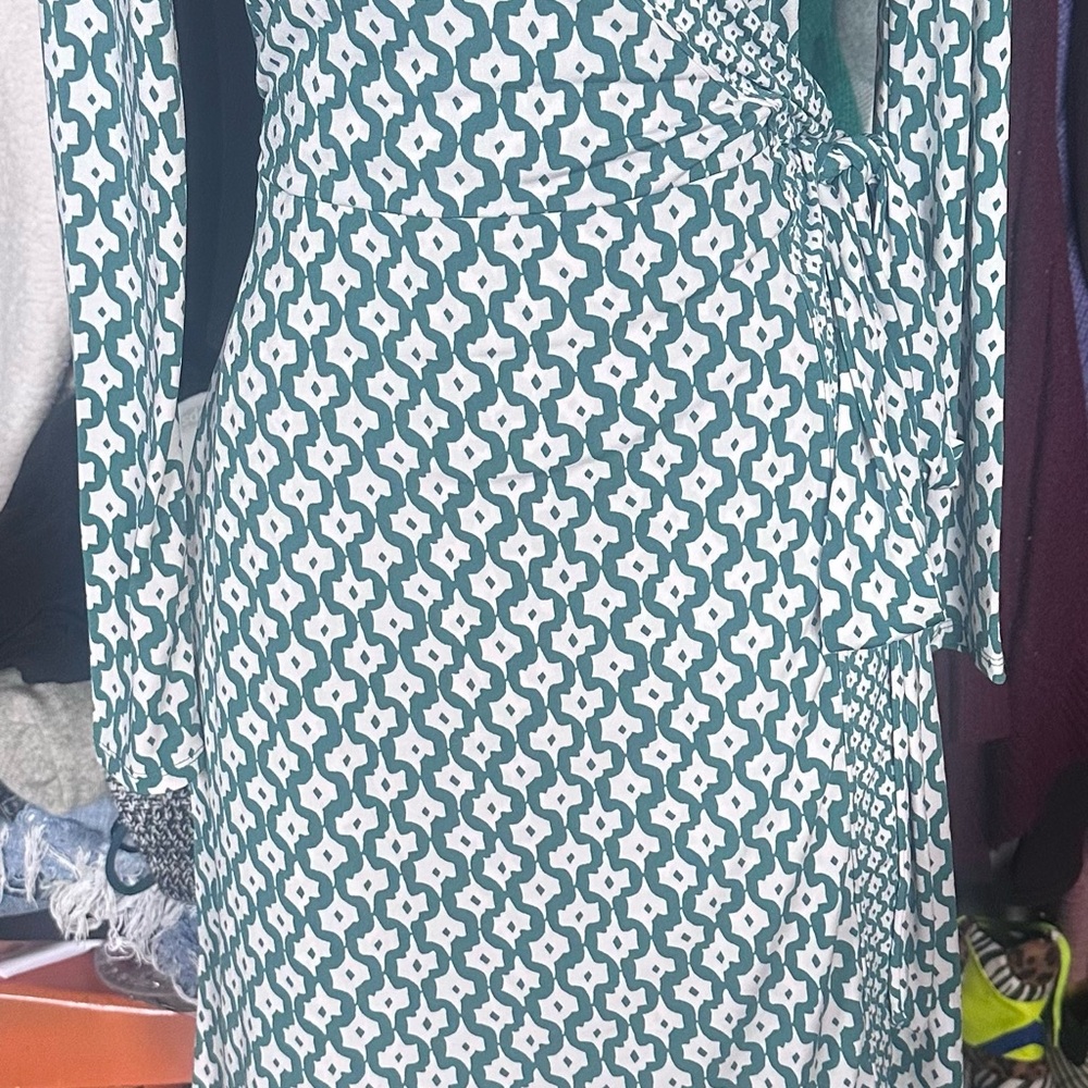 Banana Republic Green Long Sleeve Wrap Dress